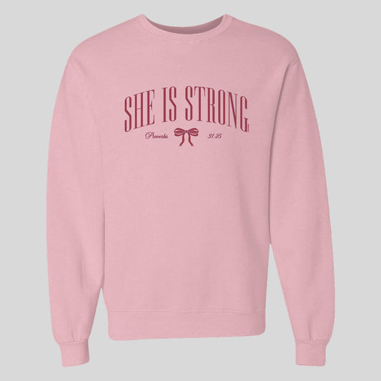Kerusso Womens Sweatshirt She Is Strong Bow