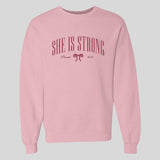 Kerusso Womens Sweatshirt She Is Strong Bow
