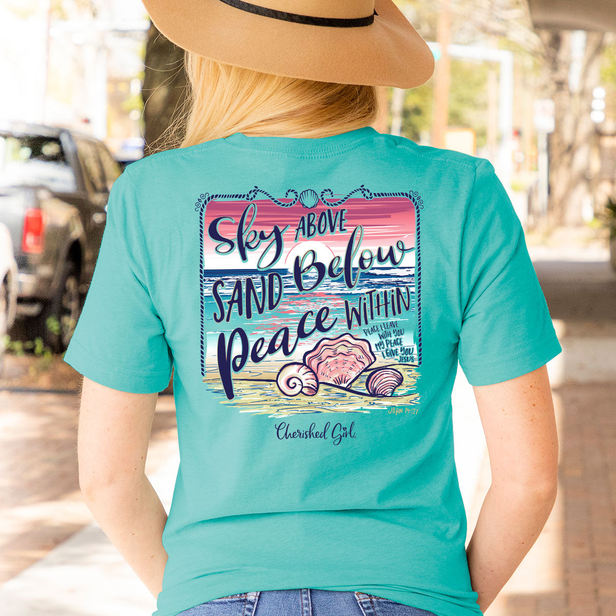 Cherished Girl Womens T-Shirt Peace Within