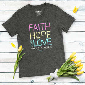 grace & truth Womens V-Neck T-Shirt Faith Love And Hope