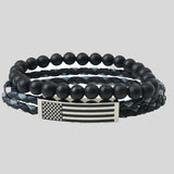 HOLD FAST Mens Bracelet Flag Wrap Braided Bead