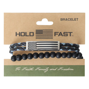 HOLD FAST Mens Bracelet Flag Wrap Braided Bead