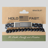 HOLD FAST Mens Bracelet Flag Wrap Braided Bead