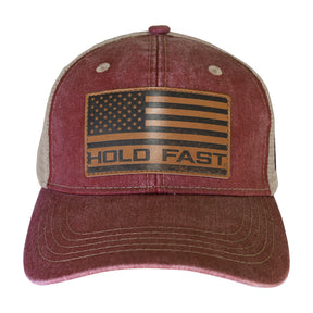 HOLD FAST Mens Cap Leather Flag