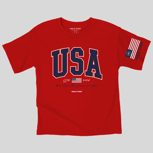 HOLD FAST Kidz T-Shirt USA Strong Red