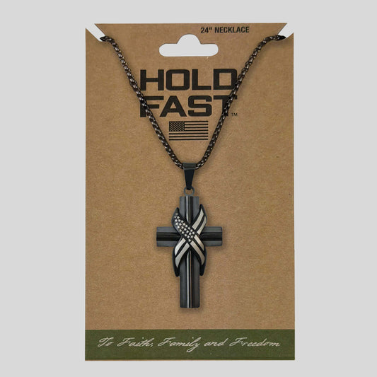 HOLD FAST Mens Necklace Wrapped Flag Cross