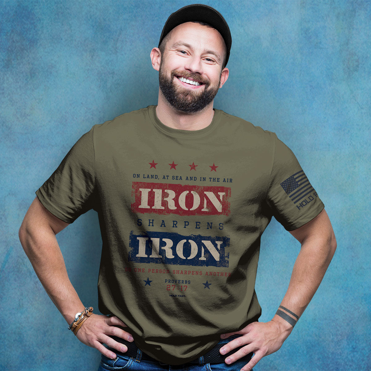 HOLD FAST Mens T-Shirt Iron Sharpens Iron Proverbs 27:17