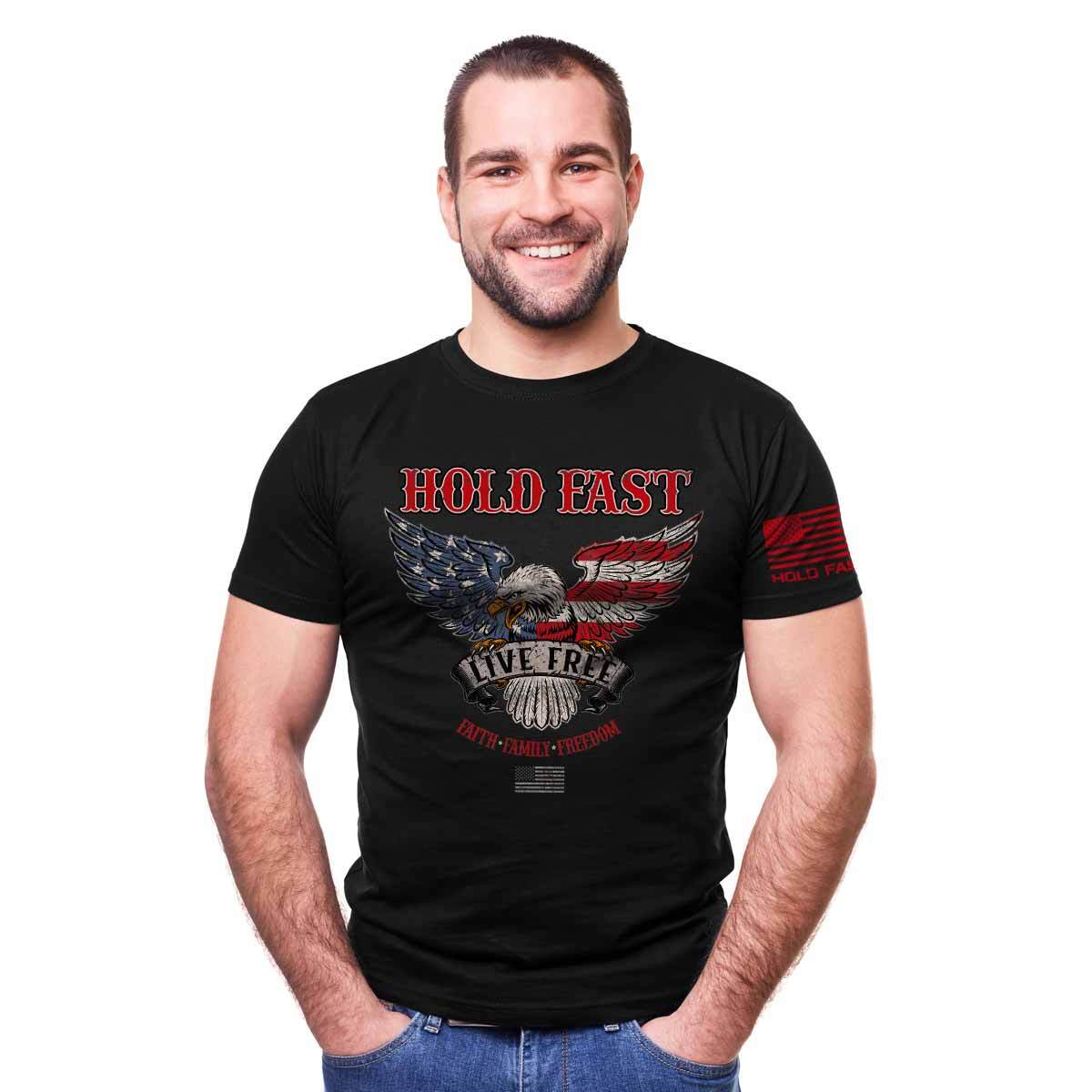 HOLD FAST Mens T-Shirt Live Free