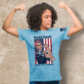HOLD FAST Womens T-Shirt Rosie The Riveter