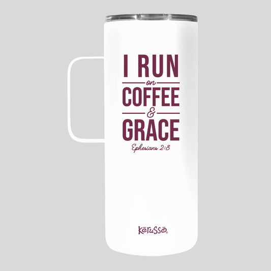 Kerusso 22 oz Stainless Steel Tumbler With Handle Run On Coffee