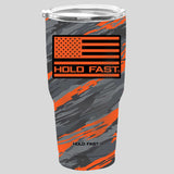 HOLD FAST 30 oz Stainless Steel Tumbler Orange Stripe Camo
