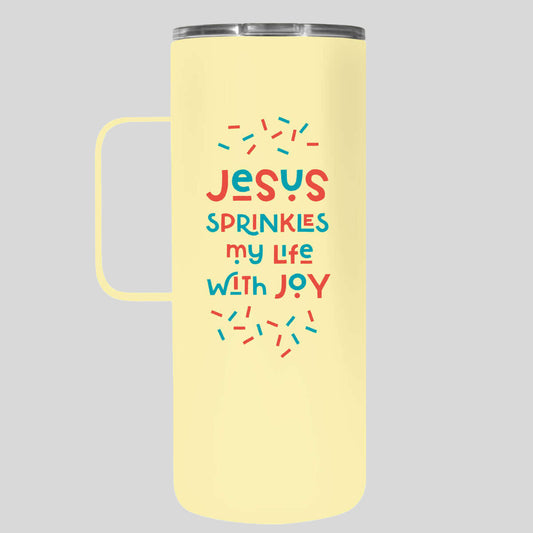 Kerusso 22 oz Stainless Steel Mug With Handle Jesus Sprinkles