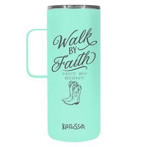 Kerusso 22 oz Stainless Steel Mug With Handle Walk By Faith