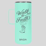 Kerusso 22 oz Stainless Steel Mug With Handle Walk By Faith