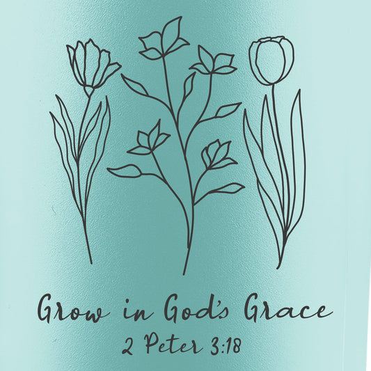 Kerusso 40 oz Stainless Steel Mug With Straw Grow In Grace
