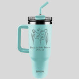 Kerusso 40 oz Stainless Steel Mug With Straw Grow In Grace