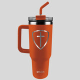 Kerusso 40 oz Stainless Steel Mug With Straw Cross Shield