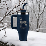 Kerusso 40 oz Stainless Steel Mug With Straw Be Still