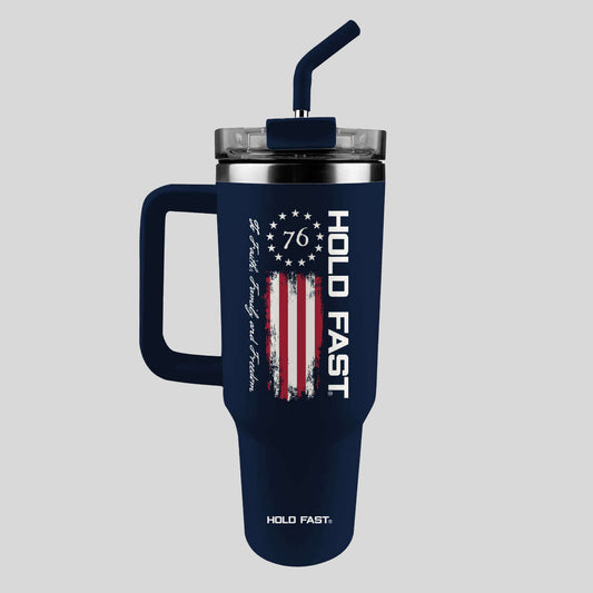 HOLD FAST 40 oz Stainless Steel Mug With Straw 76 Flag