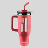 HOLD FAST 40 oz Stainless Steel Mug With Straw Land Of The Free Watermelon