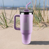 HOLD FAST 40 oz Stainless Steel Mug With Straw Land Of The Free Violet
