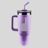 HOLD FAST 40 oz Stainless Steel Mug With Straw Land Of The Free Violet