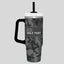 HOLD FAST 30 oz Stainless Steel Mug With Straw HF Black & Grey Camo