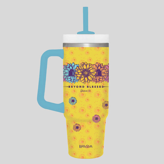 Kerusso 30 oz Stainless Steel Mug With Straw Beyond Blessed