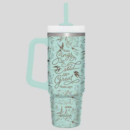 Kerusso 30 oz Stainless Steel Mug With Straw Sings My Soul