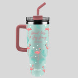 Kerusso 40 oz Stainless Steel Mug With Straw Stand Tall