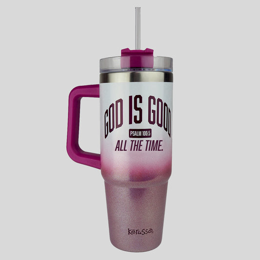 Kerusso 30 oz Stainless Steel Mug With Straw God Is Good