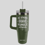 HOLD FAST 30 oz Stainless Steel Mug With Straw Strong Brave Humble