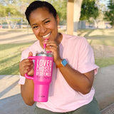 Kerusso 40 oz Stainless Steel Mug With Straw Loved