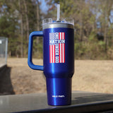HOLD FAST 40 oz Stainless Steel Mug With Straw One Nation