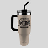 HOLD FAST 40 oz Stainless Steel Mug With Straw Live Free