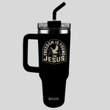 Kerusso 40 oz Stainless Steel Mug With Straw Freedom Is Found