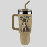 HOLD FAST 40 oz Stainless Steel Mug With Straw Hunting Dog
