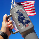 HOLD FAST 40 oz Stainless Steel Mug With Straw Colonial Soldier