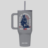 HOLD FAST 40 oz Stainless Steel Mug With Straw Colonial Soldier