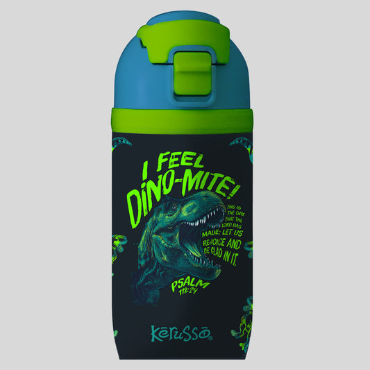 Kerusso 16 oz Stainless Steel Sport Bottle Dino