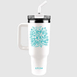 Kerusso 40 oz Stainless Steel Mug With Straw Be Joyful
