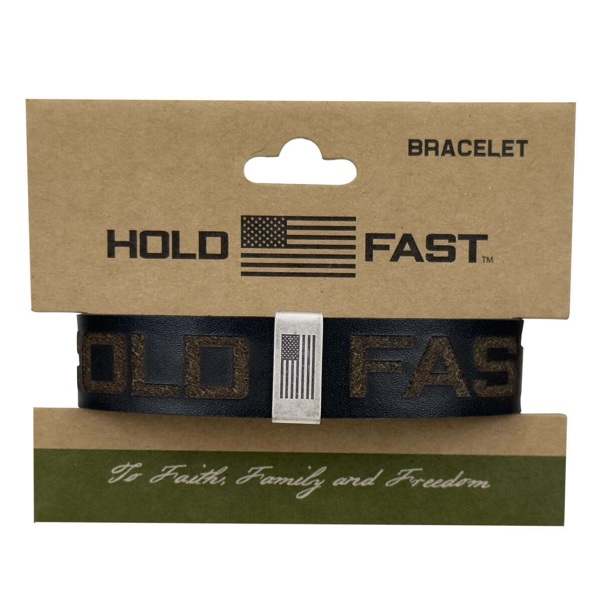 HOLD FAST Mens Bracelet Flag Snap Black