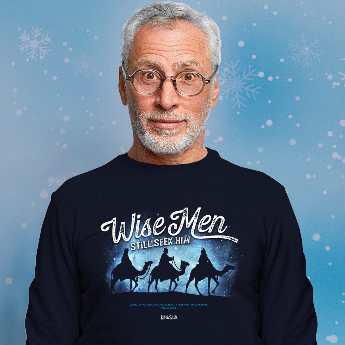 Kerusso Mens Long Sleeve Christian T-Shirt Three Wise Men