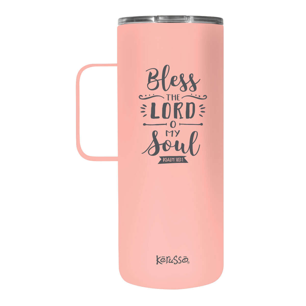 Kerusso MUGS232 22 oz Bless The Lord Stainless Steel Mug with Handle Peach