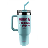Kerusso 40 oz Stainless Steel Mug With Straw Mama Strong Bear