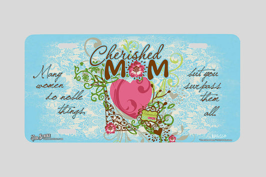 "Cherished Mom" - Decorative License Plate