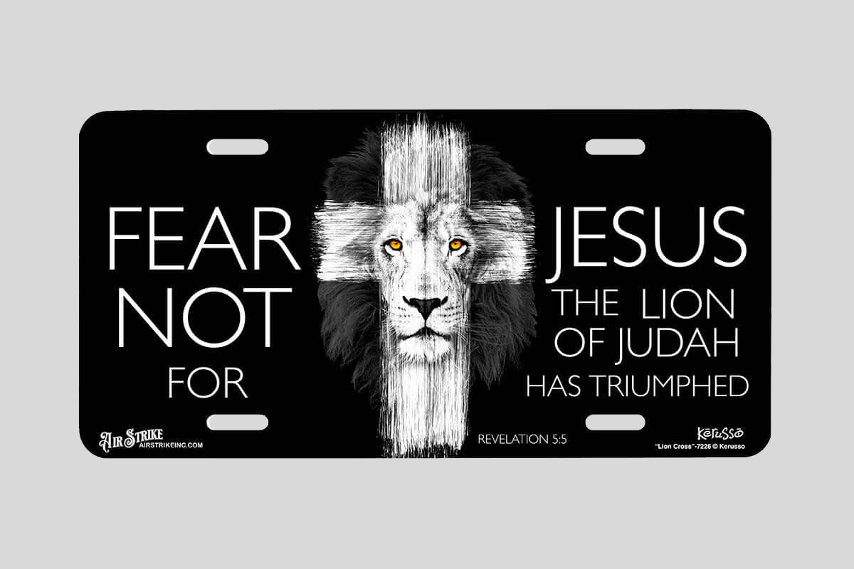 "Lion Cross" - Decorative License Plate