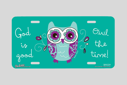 "God is Good Owl" - Decorative License Plate