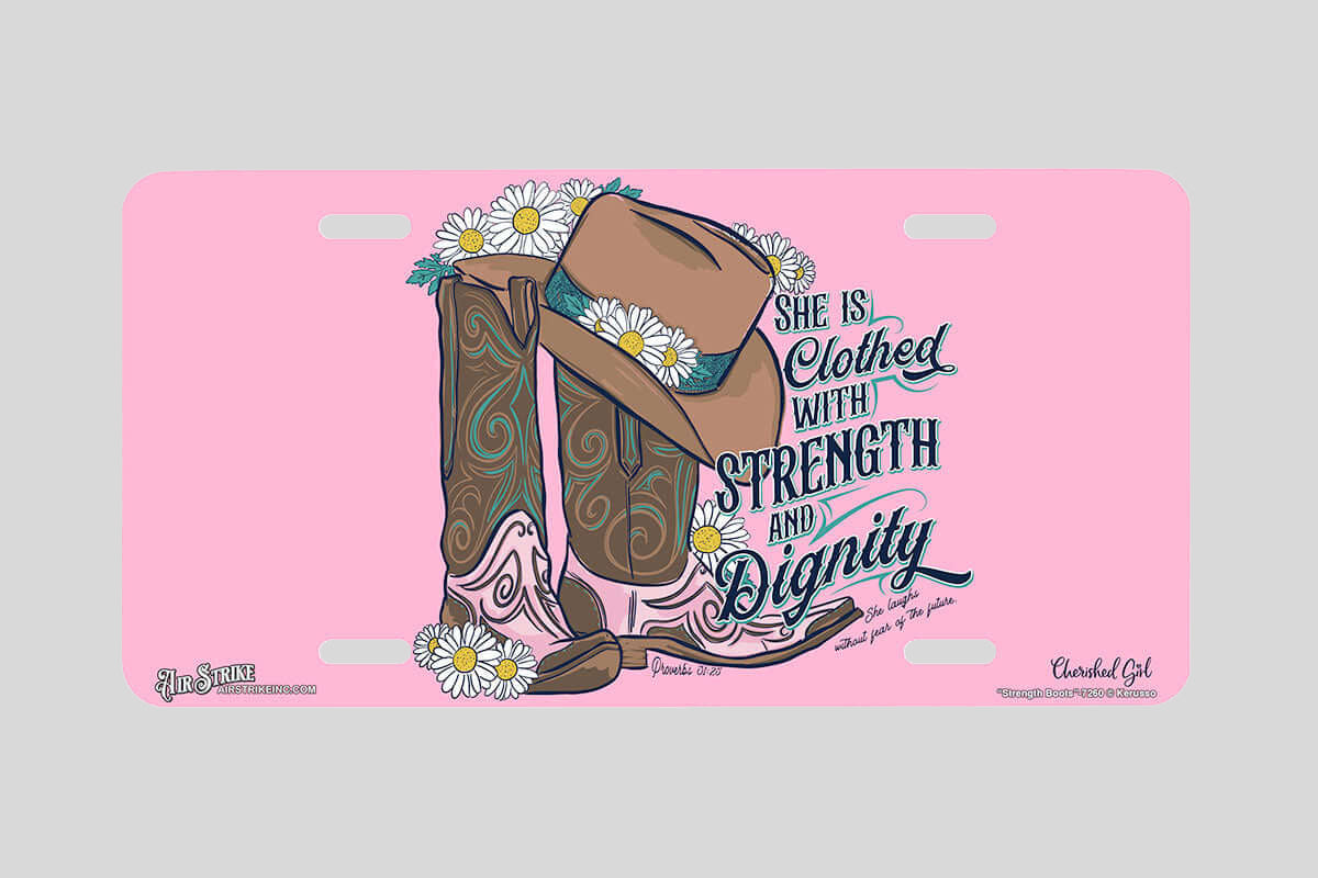 "Strength Boots" - Decorative License Plate