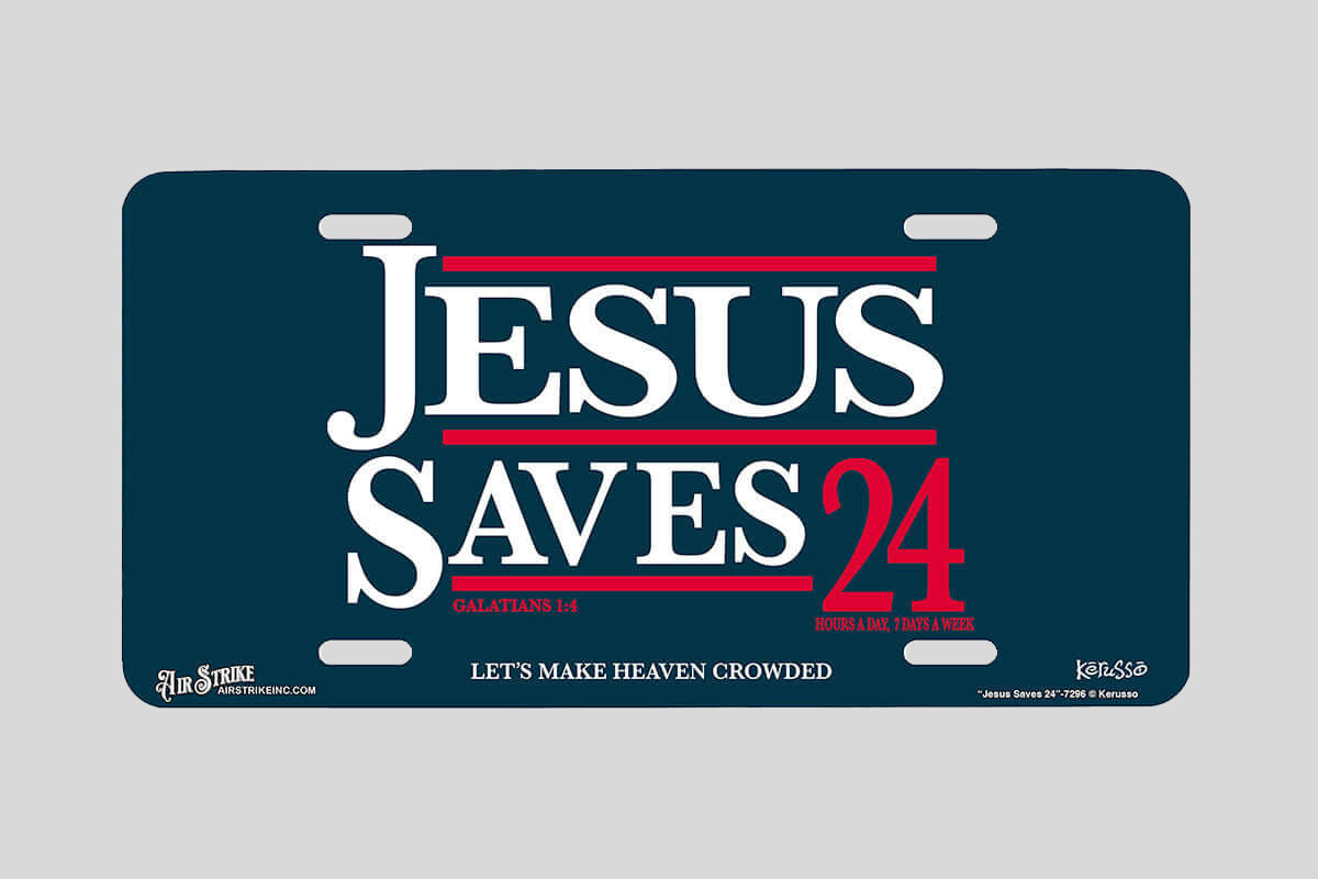"Jesus Saves 24" - Decorative License Plate